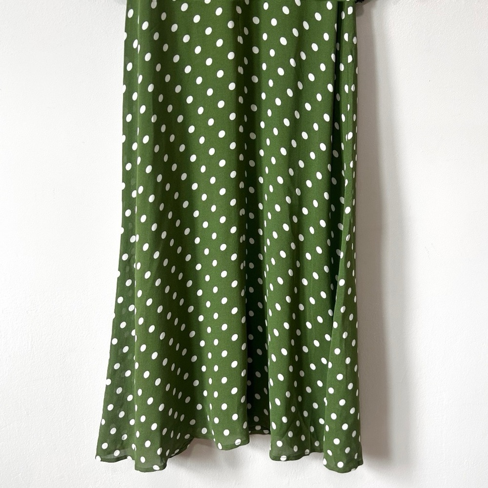 Reformation Carolena Polka Dot Midi Dress in Edamame Green - Picture 4 of 12